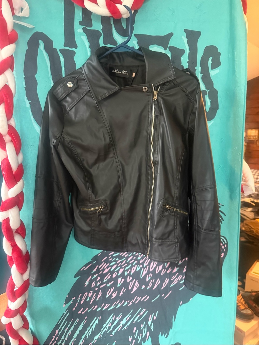 Black Faux Leather Asymmetric Moto Jacket